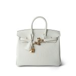 Birkin 25 Mushroom Veau Togo Gold Plated B Stamp - Image 14