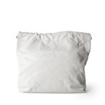 23C White Calfskin Quilted 22 Hobo Bag Small Aged Gold Hardware - Image 4