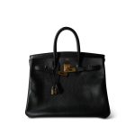Birkin 35 Black Ardennes Gold Plated [C] Stamp - Image 12