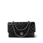Black Caviar Quilted Classic Flap Medium Silver Hardware - Image 8