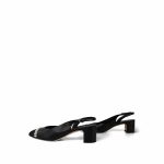 20P Black Lambskin Grosgrain Pearl Cap Toe CC Slingback Pumps Size 39.5 - Image 5