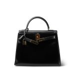 Kelly Sellier 28 Black Box Calfskin Gold Plated T Circle Stamp - Image 6