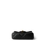 Black Calfskin Quilted Lady Handle Flap Card Holder on Chain Aged Gold Hardware - Image 7