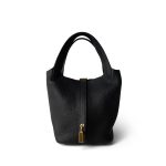 Picotin 18 Lock Bag Noir Taurillon Clemence Gold Plated Z Stamp - Image 4