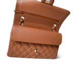 22S Caramel Lambskin Quilted Classic Flap Medium LGHW - Image 10