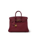 Birkin 25 Rouge H Swift Gold Plated Y Stamp