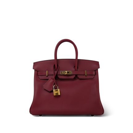 Birkin 25 Rouge H Swift Gold Plated Y Stamp