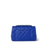 Blue Lambskin Quilted Mini Rectangular Flap Silver Hardware - Image 7