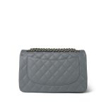 20C Grey Caviar Quilted Jumbo Classic Flap Light Gold Hardware - Image 3