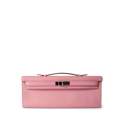 Kelly Cut Clutch Rose Confetti Epsom Palladium Plated R Stamp