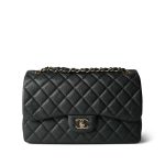 18S Charcoal Caviar Quilted Jumbo Classic Flap Light Gold Hardware