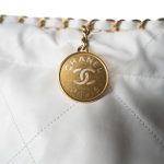 White Calfskin Quilted 22 Hobo Bag Medium Antique Gold Hardware - Image 7