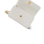 White Caviar Quilted Flap Charm Wallet On Chain WOC Gold Hardware - Image 13
