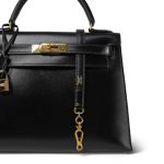 Kelly Sellier 28 Black Box Calfskin Gold Plated (U) Stamp - Image 5