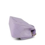 24P Violet/Light Purple Lambskin Quilted Mini Top Handle Light Gold Hardware - Image 6
