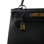 Kelly Sellier 28 Black Box Calfskin Gold Plated X Circle Stamp - Image 5