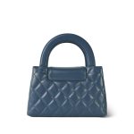 Dark Blue Shiny Aged Calfskin Quilted Nano Kelly Shopper Aged Gold Hardware - Image 3