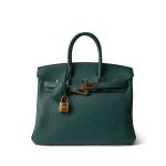 Birkin 25 Malachite Togo Gold Plated A Stamp - Image 5