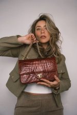 Vintage Red Alligator Double Flap Gold Hardware - Image 7