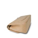 Beige Clair Caviar Quilted Jumbo Classic Flap Silver Hardware - Image 12