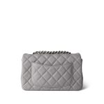 20C Light Grey Lambskin Quilted Mini Rectangular Flap Silver Hardware - Image 6