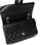Black Lambskin Quilted Classic Flap Medium GHW - Image 14