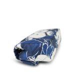 22B Navy/White Floral Printed Silk Single Flap Bag Medium Silver Hardware - Image 11