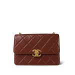 24A Brown Caviar Quilted Large Single Flap Aged Gold Hardware