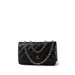 Black Caviar Quilted Wallet on Chain (WOC) Gold Hardware - Image 12