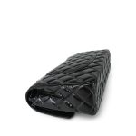 So Black Shiny Crumpled Calfskin Quilted Medium Classic Flap - Image 9