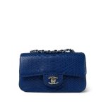 Blue Python Mini Rectangular Flap Silver Hardware