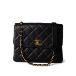 Vintage Black Caviar Quilted Square Flap Gold Hardware - Image 10