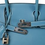 Birkin 30 Blue Jean Swift Palladium Plated J Square Stamp - Image 5