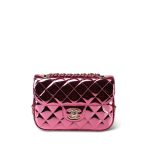 24C Shiny Pink Calfskin Quilted Flap Bag & Coin Purse - Image 2