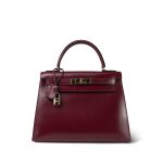 Kelly 28 Rouge H Box Calfskin Gold Plated O Circle Stamp - Image 6