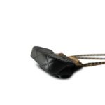 Black Calfskin Quilted Lady Handle Flap Card Holder on Chain Aged Gold Hardware - Image 11