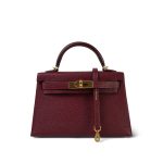 Mini Kelly Sellier Rouge H Chèvre Mysore Gold Plated Y Stamp