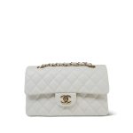 23C White Caviar Quilted Classic Flap Small LGHW