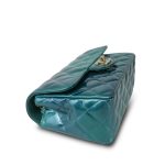 23P Multi Tone Green Patent Quilted Mini Rectangular Flap LGHW - Image 9