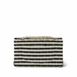 Ivory/Black Striped Coco Sailor Pearl Classic Flap GHW - Image 7