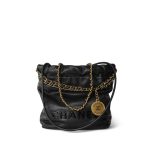 Black Caviar Quilted Mini 22 Aged Gold Hardware - Image 2