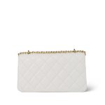 White Caviar Quilted Flap Charm Wallet On Chain WOC Gold Hardware - Image 5