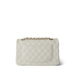 Ivory Caviar Quilted Classic Flap Small Light Gold Hardware - Image 3