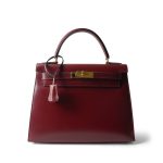 Kelly Sellier 28 Rouge H Box Calfskin Gold Plated W Circle Stamp - Image 8