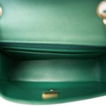 22A Iridescent Green Lambskin Quilted Mini Rectangular Single Flap Light Gold Hardware - Image 10