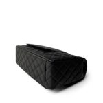 Black Caviar Quilted XXL Jumbo Single Flap Light Gold Hardware - Image 8
