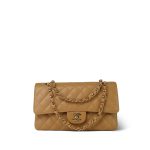 Beige Caviar Quilted Classic Flap Medium Light Gold Hardware - Image 8