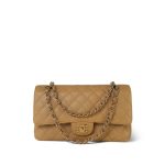 Beige Caviar Quilted Classic Flap Medium 24K Gold Plated - Image 8