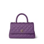 Purple Caviar Quilted Small Coco Handle LGHW - Image 10