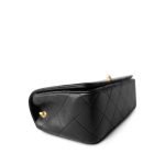 Black Lambskin Quilted CC Full Flap Bag Gold Hardware - Image 6